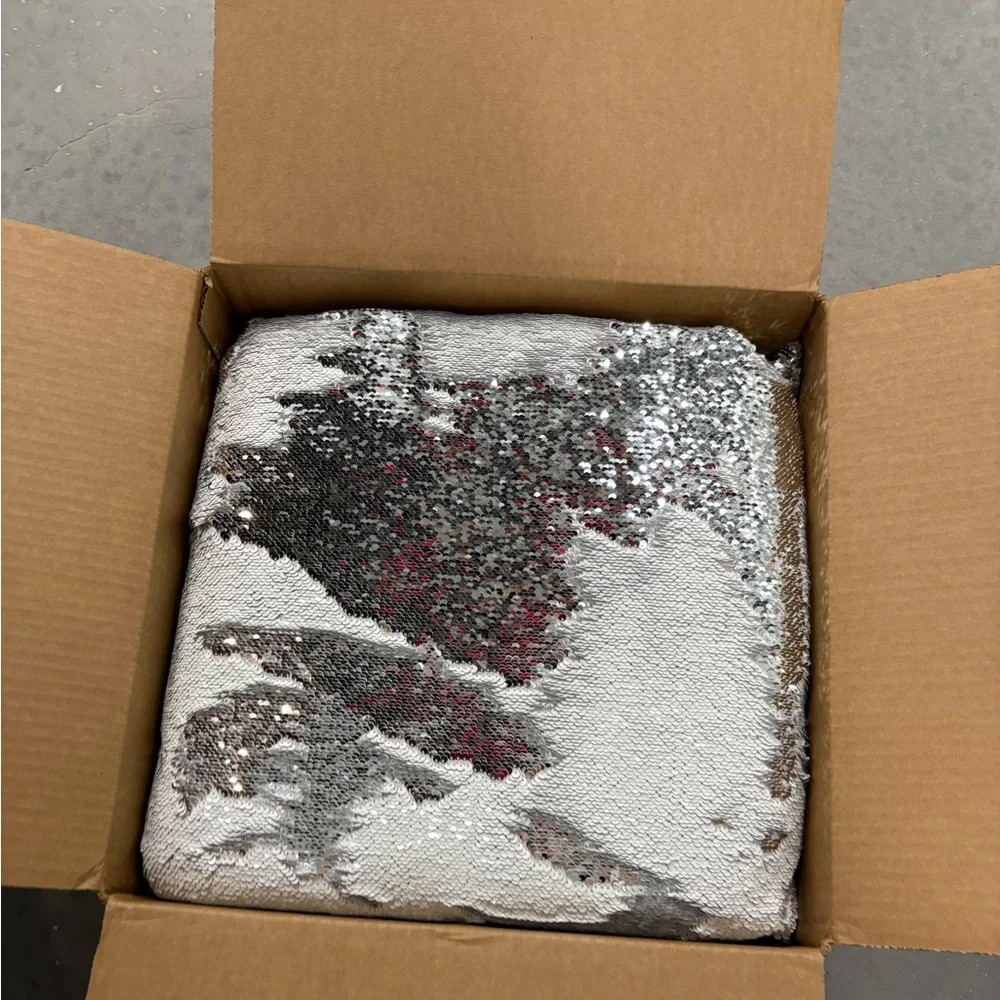 Silver and‎ White Elegant Sequin Pillow by Aviva Stanoff